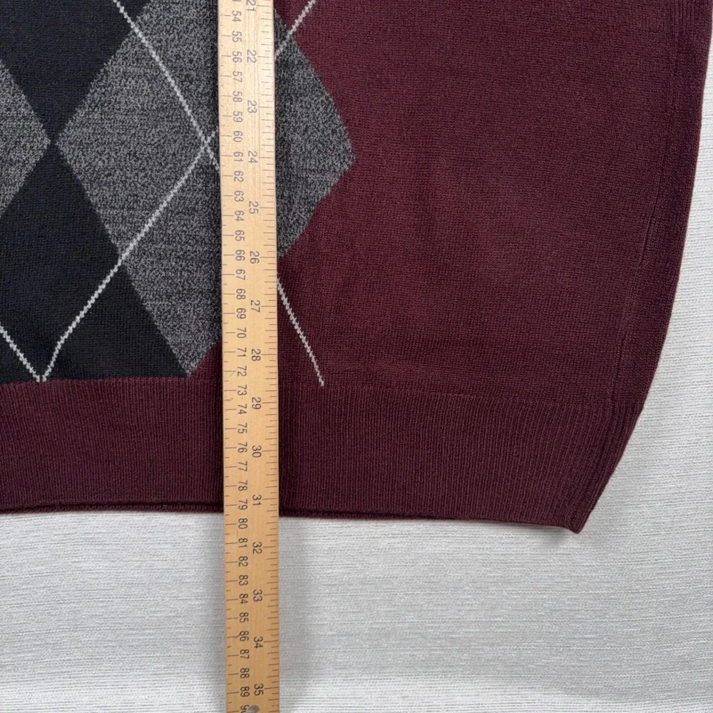 Dockers Sweater Mens 2XLT Burgundy Acrylic Long Sleeve Argyle Crew Neck NEW